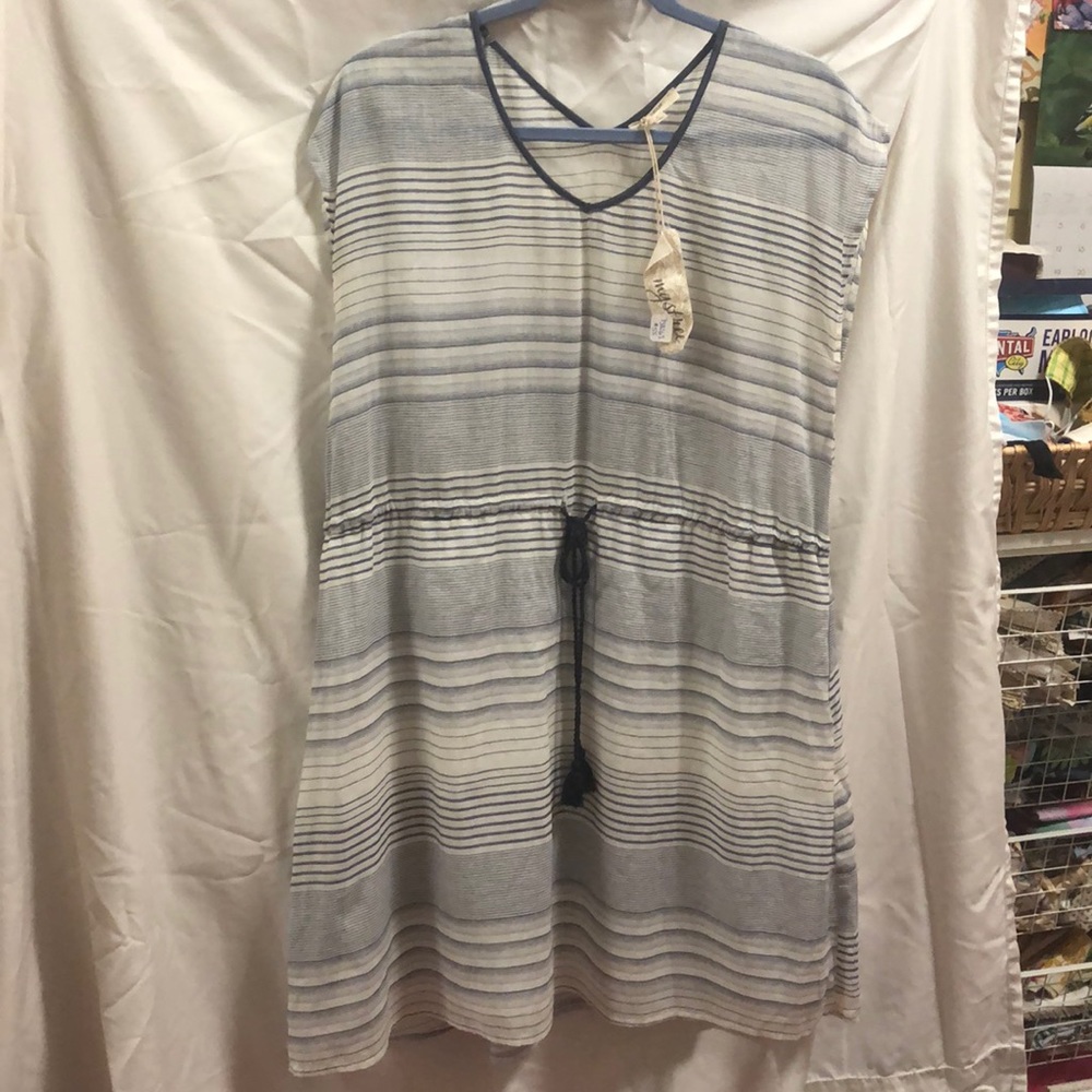 Blue a white stripe dress